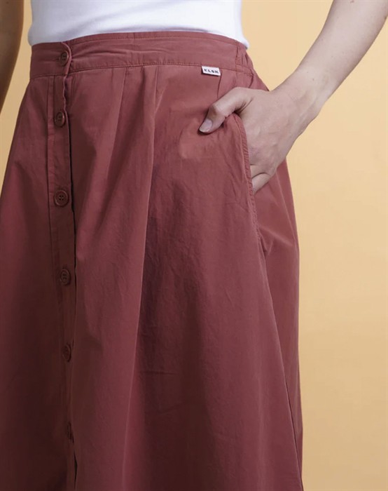 Elsk - Poplin Womens Nederdel - Mahogany Red